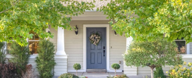 home front with blue door