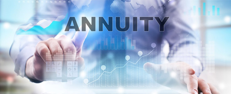 businessman pressing virtual annuity text