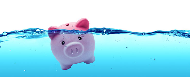 drowning piggy bank